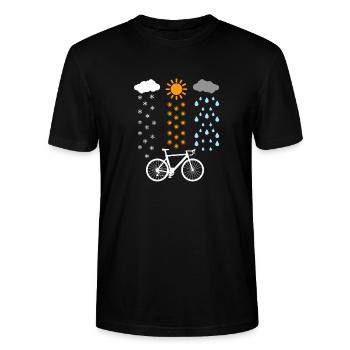 Fahrrad bei jedem Wetter / Geschenk - Stanley/Stella Unisex Bio-T-Shirt CRAFTER - Schwarz - Vorne - Alina (178cm) & Michal (187cm)