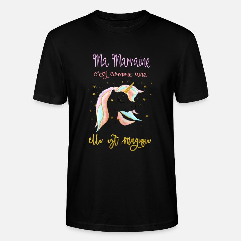 ma marraine c'est comme une licorne - T-shirt bio CRAFTER Stanley Stella Unisexe - noir