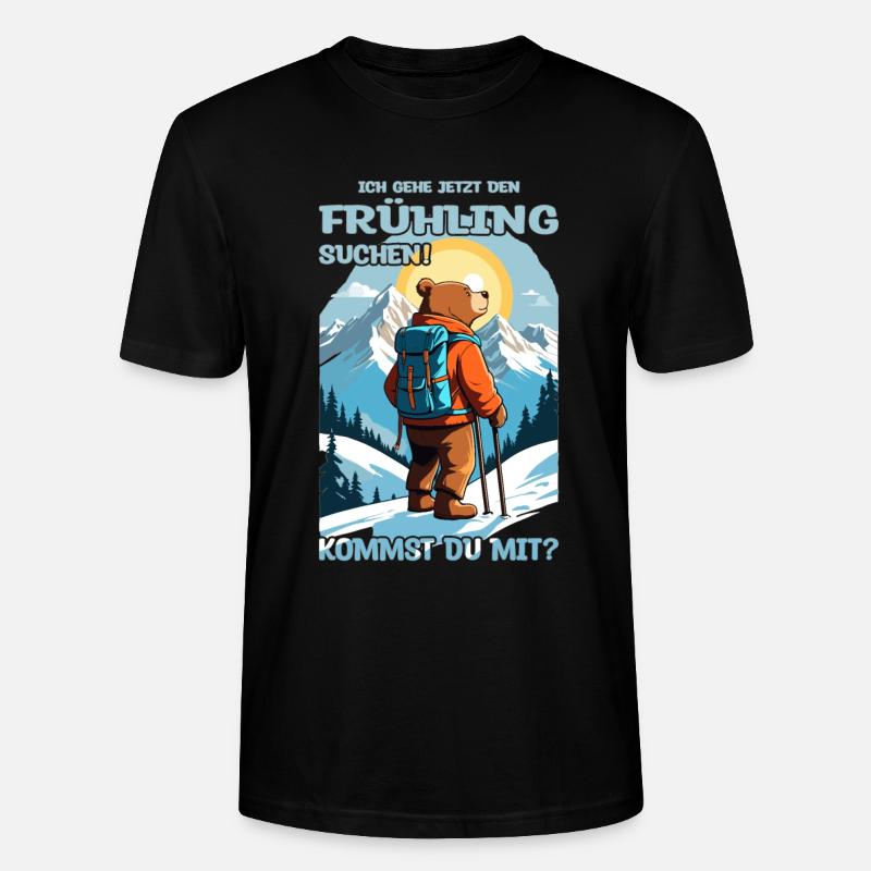 Bär sucht den Frühling - Stanley/Stella Unisex Bio-T-Shirt CRAFTER - Schwarz