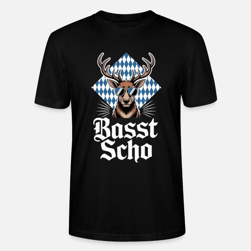 Elch Bayerischer Hirsch Sonnenbrille Basst Scho - Stanley/Stella Unisex Bio-T-Shirt CRAFTER - Schwarz