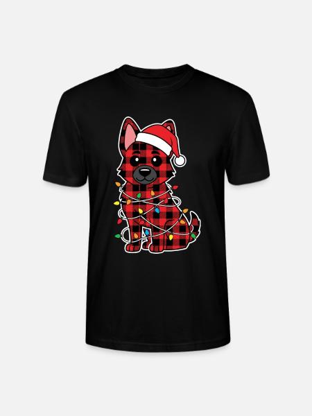 Deutscher Schäferhund Weihnachten Plaid Rot - Stanley/Stella Unisex Bio-T-Shirt CRAFTER - Schwarz