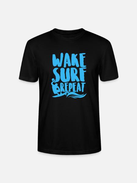Surfing Wake Surf Repeat - Stanley/Stella CRAFTER Unisex Organic T-Shirt - black
