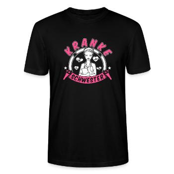 Kranke Schwester - Stanley/Stella Unisex Bio-T-Shirt CRAFTER - Schwarz - Vorne - Alina (178cm) & Michal (187cm)