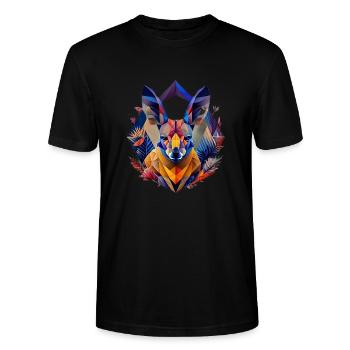 Geometric fauna, kangaroo, geo wild - Stanley/Stella CRAFTER Unisex Organic T-Shirt - black - Front - Alina (178cm) & Michal (187cm)