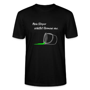 Körper schüttet Hormone aus - Stanley/Stella Unisex Bio-T-Shirt CRAFTER - Schwarz - Vorne - Alina (178cm) & Michal (187cm)
