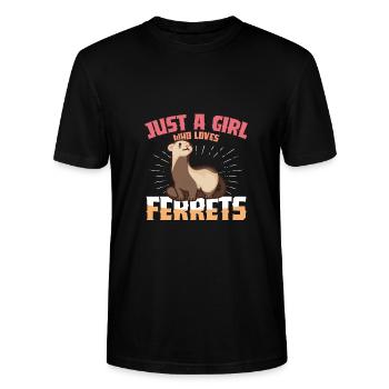 Ferret Cute Animal Ferret Lover - Stanley/Stella CRAFTER Unisex Organic T-Shirt - black - Front - Alina (178cm) & Michal (187cm)