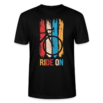 Ride On Rennrad Fahrrad Bikepacking - Stanley/Stella Unisex Bio-T-Shirt CRAFTER - Schwarz - Vorne - Alina (178cm) & Michal (187cm)