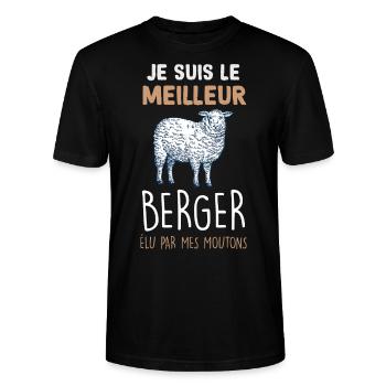 Le meilleur berger de moutons cadeau métier - T-shirt bio CRAFTER Stanley Stella Unisexe - noir - Devant - Alina (178cm) & Michal (187cm)