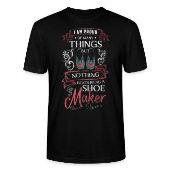 Schuhmacher Schuh Handwerker - Stanley/Stella Unisex Bio-T-Shirt CRAFTER - Schwarz - Vorne - Alina (178cm) & Michal (187cm)