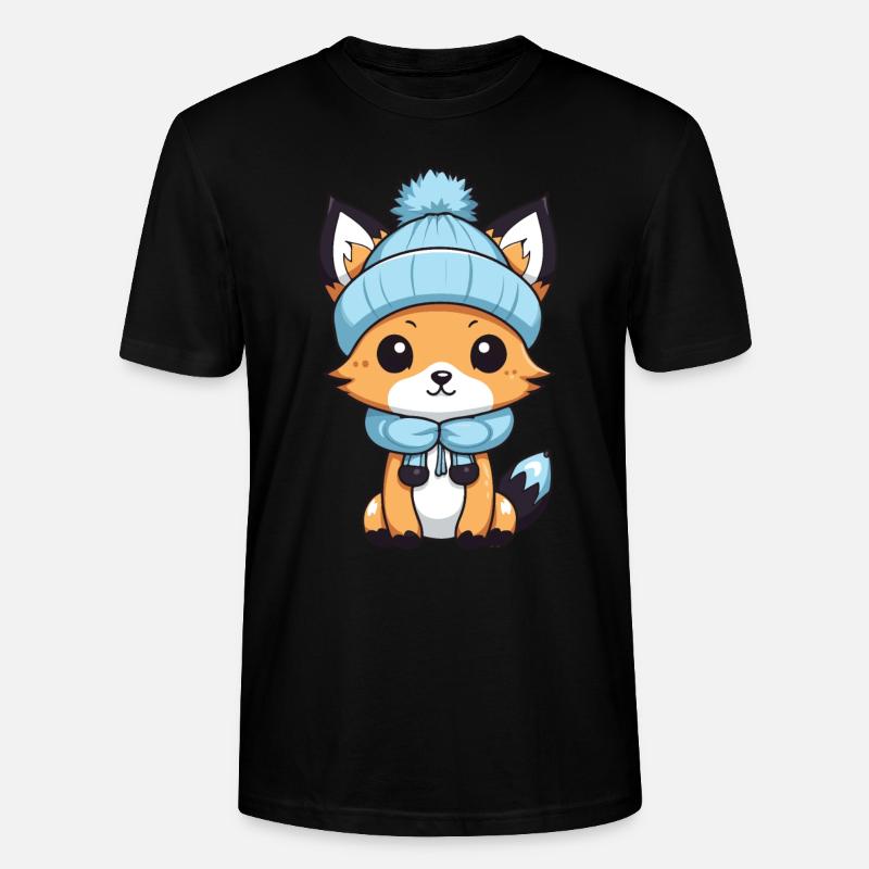 Fuchs Winter Comic - Stanley/Stella Unisex Bio-T-Shirt CRAFTER - Schwarz