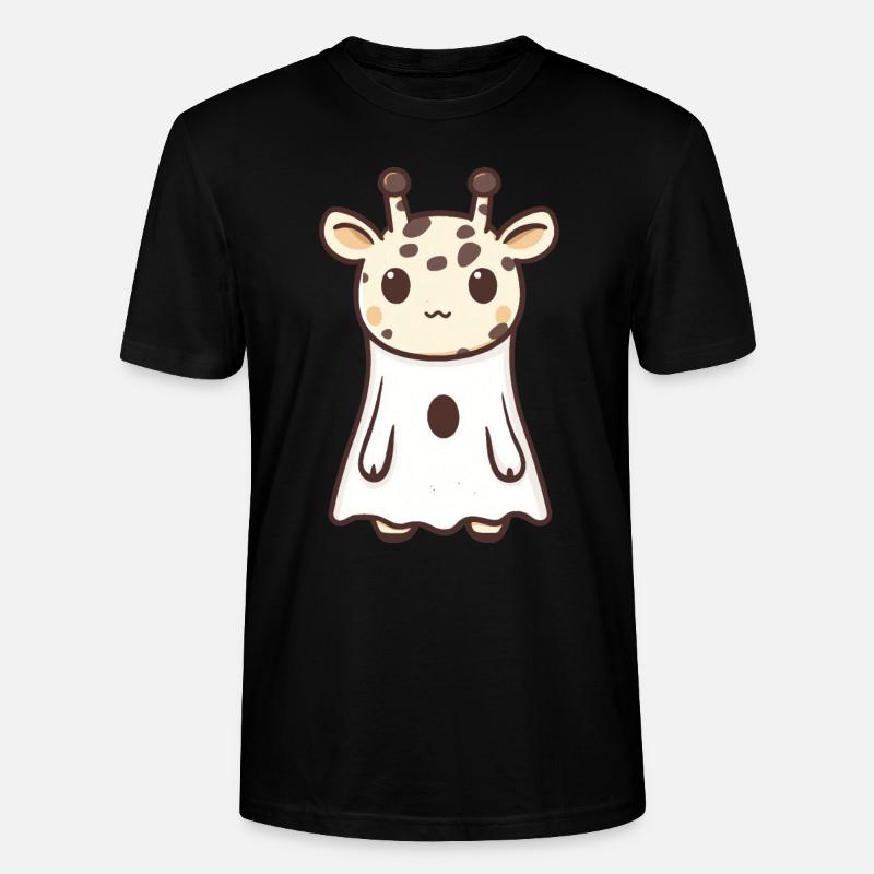 Giraffe Halloween Comic Ghost - Stanley/Stella CRAFTER Unisex Organic T-Shirt - black
