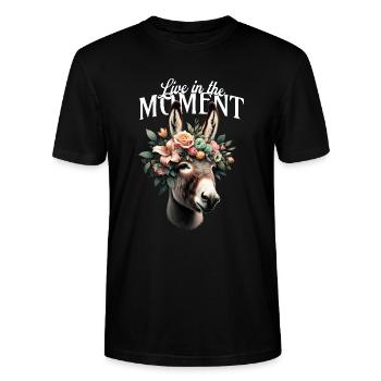 Vivez l’instant présent - T-shirt bio CRAFTER Stanley Stella Unisexe - noir - Devant - Alina (178cm) & Michal (187cm)