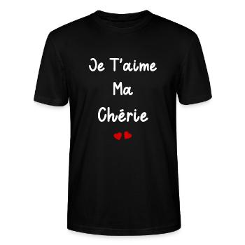 je t'aime ma Chérie - T-shirt bio CRAFTER Stanley Stella Unisexe - noir - Devant - Alina (178cm) & Michal (187cm)