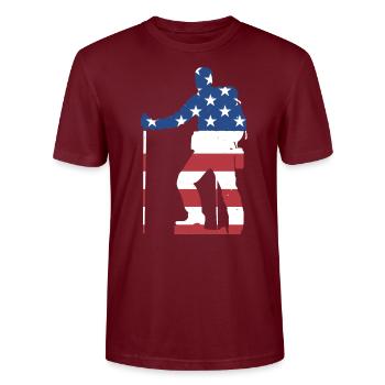 Hiker Us Drapeau Randonnée - T-shirt bio CRAFTER Stanley Stella Unisexe - bordeaux - Devant - Alina (178cm) & Michal (187cm)