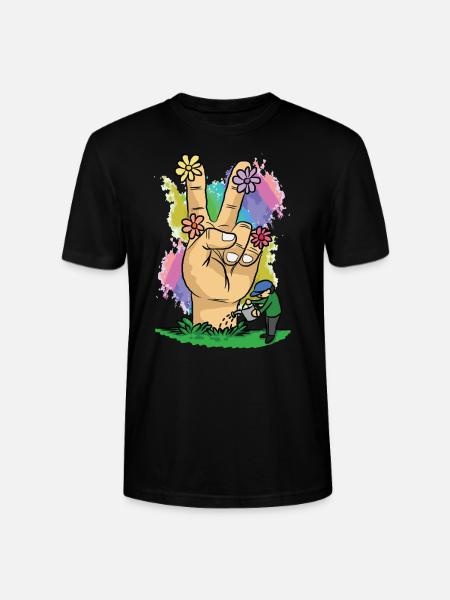 Peace Flower Power - Stanley/Stella Unisex Bio-T-Shirt CRAFTER - Schwarz