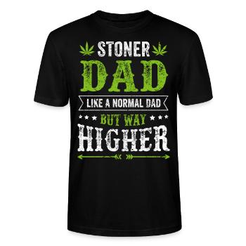 STONER DAD father cannabis stoner gift dad - Stanley/Stella CRAFTER Unisex Organic T-Shirt - black - Front - Alina (178cm) & Michal (187cm)