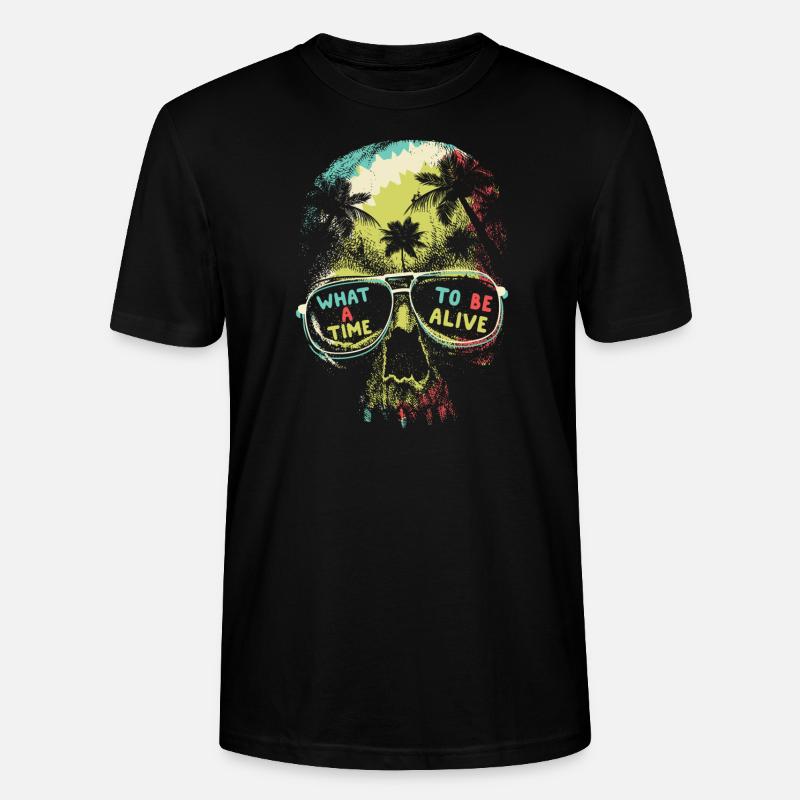 Crâne de palmier soleil d'été - T-shirt bio CRAFTER Stanley Stella Unisexe - noir