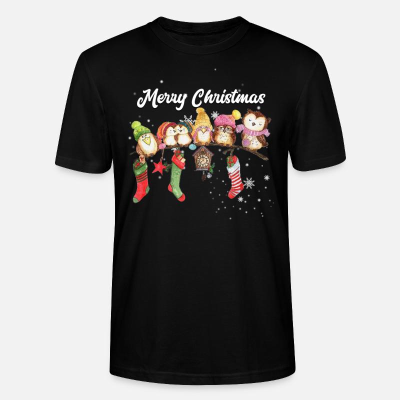 Frohe Weihnachten Eule - Stanley/Stella Unisex Bio-T-Shirt CRAFTER - Schwarz