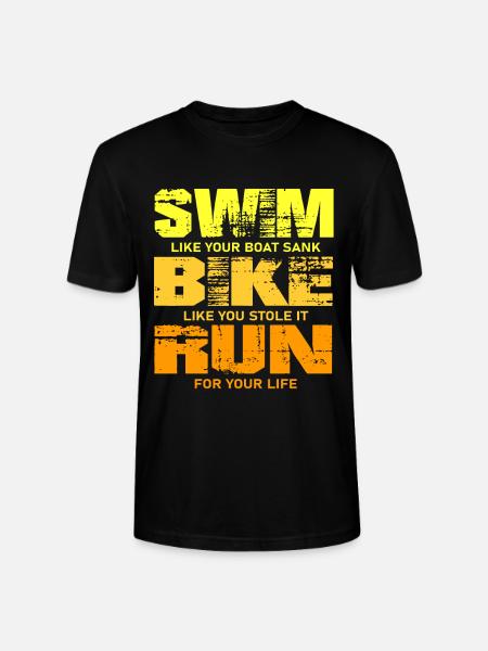 SWIM BIKE RUN - Stanley/Stella CRAFTER Unisex Organic T-Shirt - black