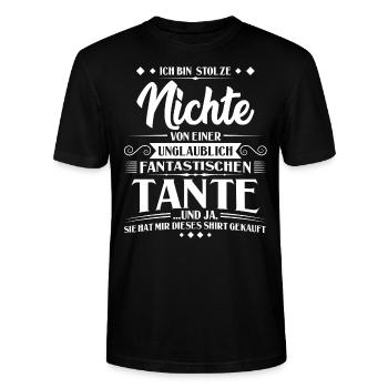 Nichte Tante Partnerlook Geschenk - Stanley/Stella Unisex Bio-T-Shirt CRAFTER - Schwarz - Vorne - Alina (178cm) & Michal (187cm)