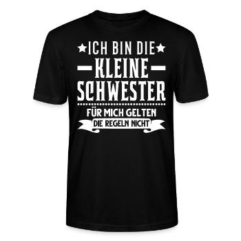 Kleine Schwester Geschwister Schwestern Geschenk - Stanley/Stella Unisex Bio-T-Shirt CRAFTER - Schwarz - Vorne - Alina (178cm) & Michal (187cm)