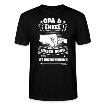 Opa Enkel Partnerlook Geschenk - Stanley/Stella Unisex Bio-T-Shirt CRAFTER - Schwarz - Vorne - Alina (178cm) & Michal (187cm)