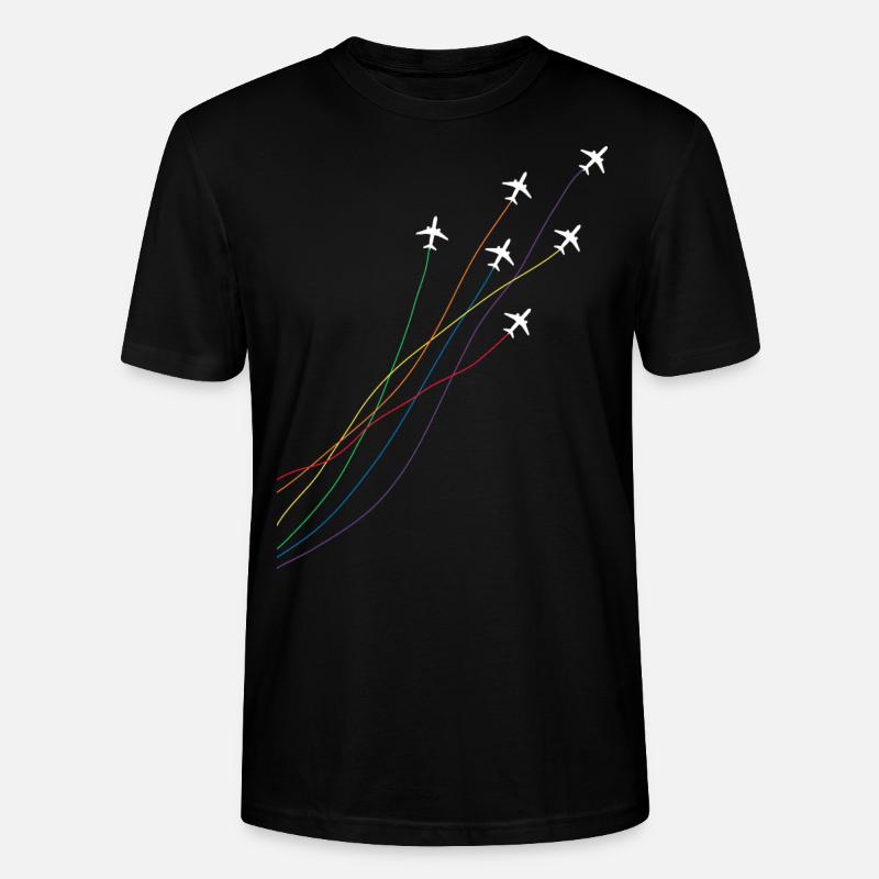 Regenbogen Flugzeuge Pilot - Stanley/Stella Unisex Bio-T-Shirt CRAFTER - Schwarz