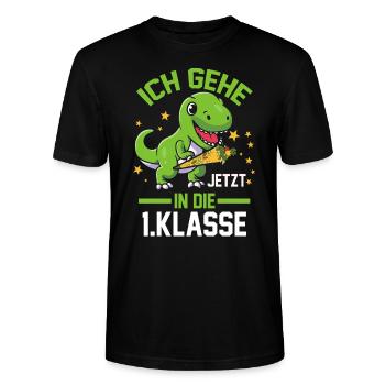 1. Klasse Einschulung Dino Geschenk - Stanley/Stella Unisex Bio-T-Shirt CRAFTER - Schwarz - Vorne - Alina (178cm) & Michal (187cm)