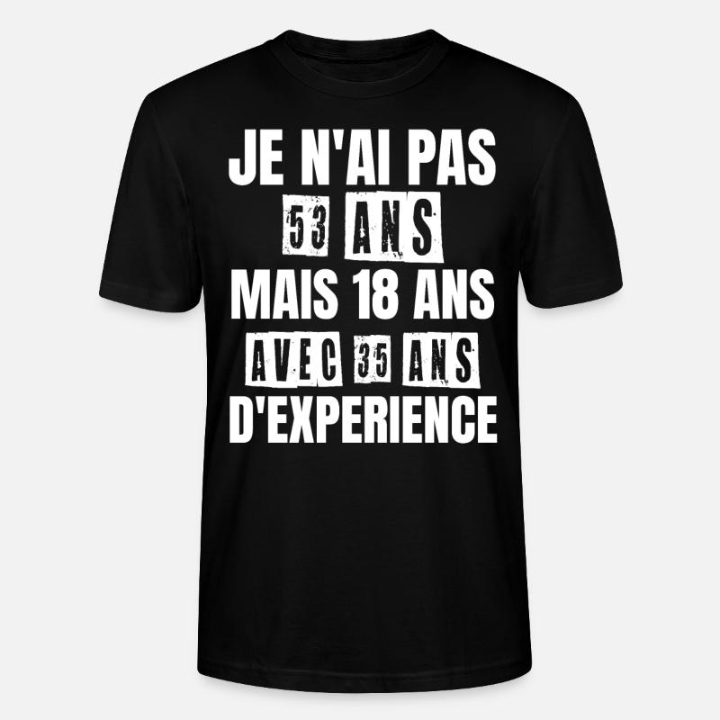 Cadeau d'anniversaire 53 ans - T-shirt bio CRAFTER Stanley Stella Unisexe - noir