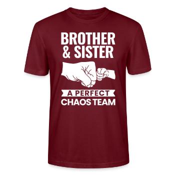 Cadeau frère et soeur - T-shirt bio CRAFTER Stanley Stella Unisexe - bordeaux - Devant - Alina (178cm) & Michal (187cm)