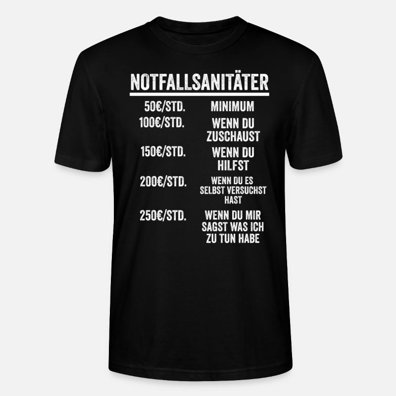 Notfallsanitäter Rettungshelfer Geschenk - Stanley/Stella Unisex Bio-T-Shirt CRAFTER - Schwarz