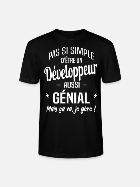 Développeur - T-shirt bio CRAFTER Stanley Stella Unisexe - noir