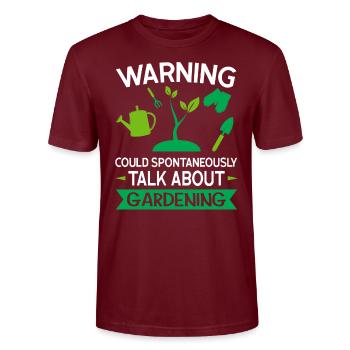 Nursery Gardener Gift - Stanley/Stella CRAFTER Unisex Organic T-Shirt - burgundy - Front - Alina (178cm) & Michal (187cm)