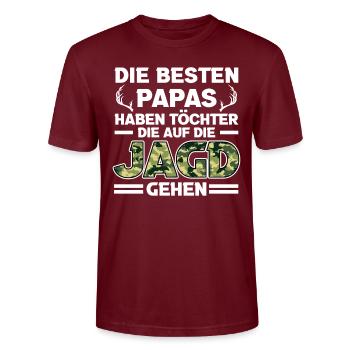 Jäger Tochter Papa Geschenk - Stanley/Stella Unisex Bio-T-Shirt CRAFTER - Burgunderrot - Vorne - Alina (178cm) & Michal (187cm)