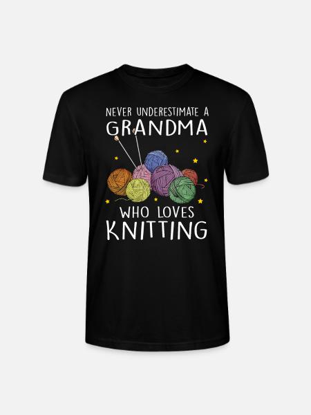 Strickende Großmutter Strickwolle Geschenk - Stanley/Stella Unisex Bio-T-Shirt CRAFTER - Schwarz