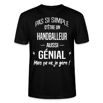 Handballeur - T-shirt bio CRAFTER Stanley Stella Unisexe - noir - Devant - Alina (178cm) & Michal (187cm)