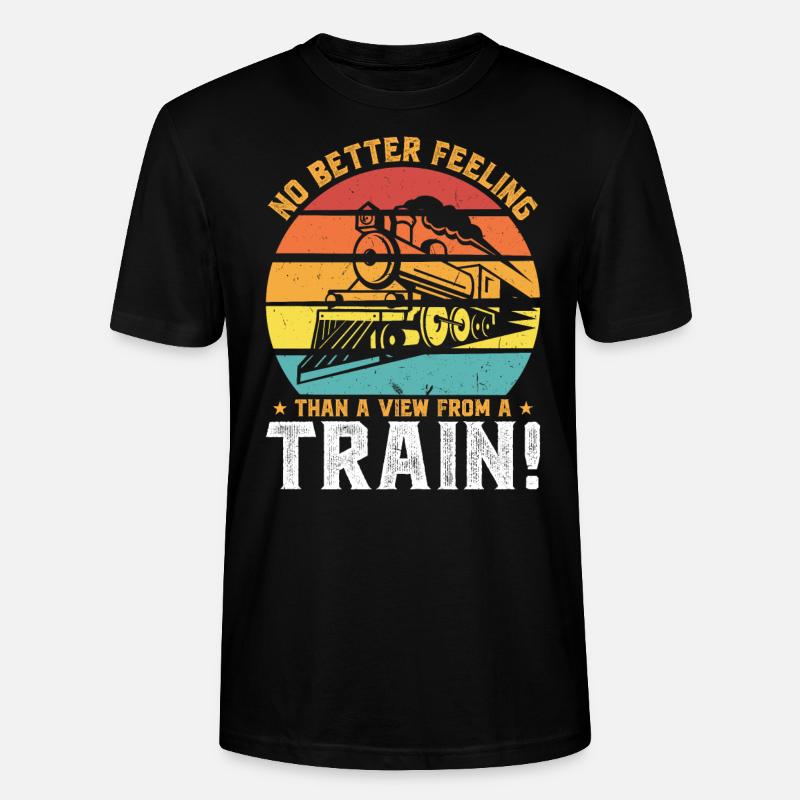 Train Trains Railway Gift - Stanley/Stella CRAFTER Unisex Organic T-Shirt - black