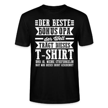 Bonus Opa Stiefenkelin Stiefgroßvater Geschenk - Stanley/Stella Unisex Bio-T-Shirt CRAFTER - Schwarz - Vorne - Alina (178cm) & Michal (187cm)