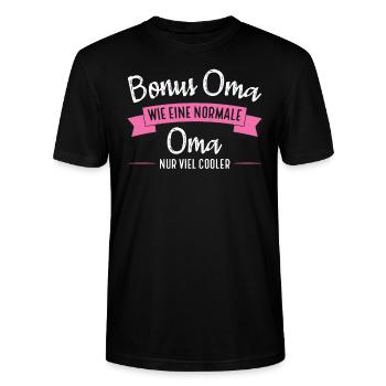 Bonus Oma Familie Stiefgroßmutter Geschenk - Stanley/Stella Unisex Bio-T-Shirt CRAFTER - Schwarz - Vorne - Alina (178cm) & Michal (187cm)
