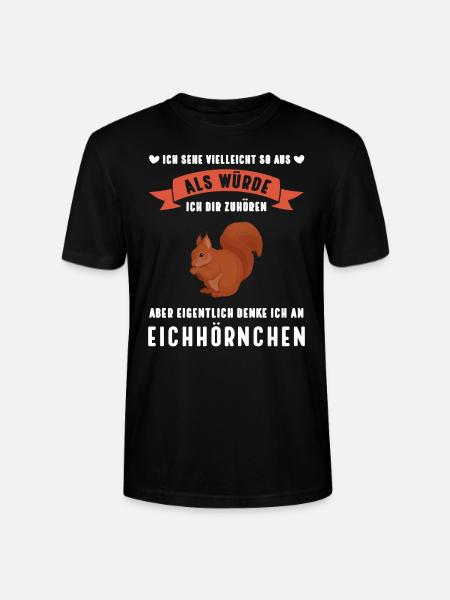 Eichhörnchen Tier Haselnüsse Geschenk - Stanley/Stella Unisex Bio-T-Shirt CRAFTER - Schwarz