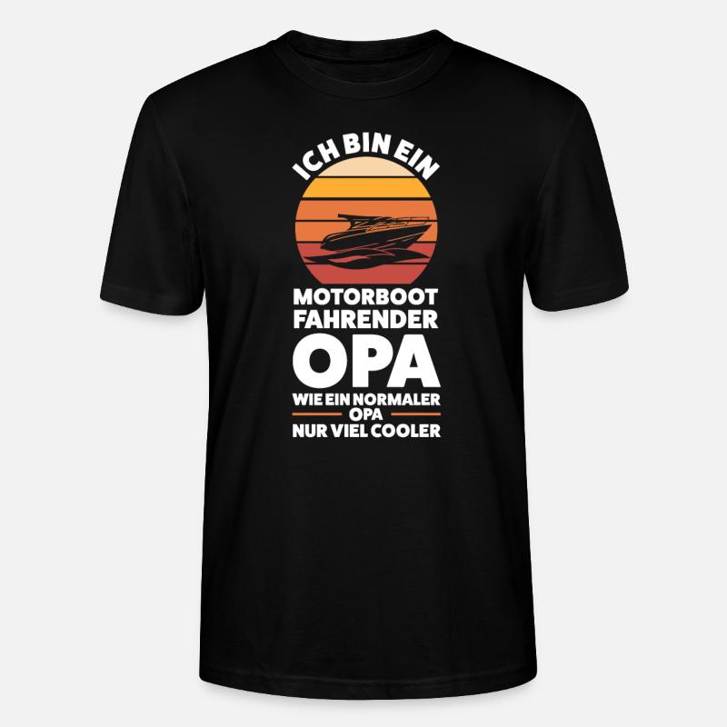 Motorboot Opa Bootfahrer Geschenk - Stanley/Stella Unisex Bio-T-Shirt CRAFTER - Schwarz