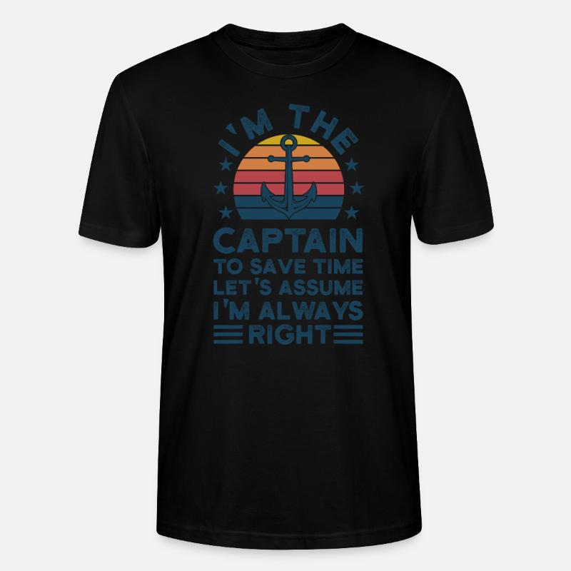 Captain Captains Boating Gift - Stanley/Stella CRAFTER Unisex Organic T-Shirt - black
