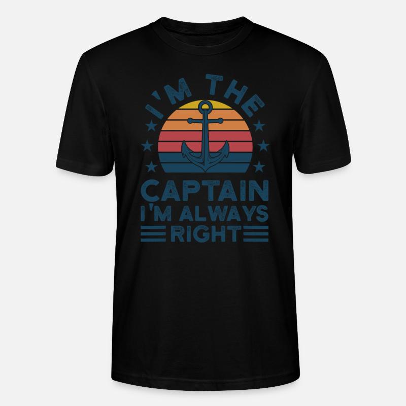Captain Captains Boating Gift - Stanley/Stella CRAFTER Unisex Organic T-Shirt - black