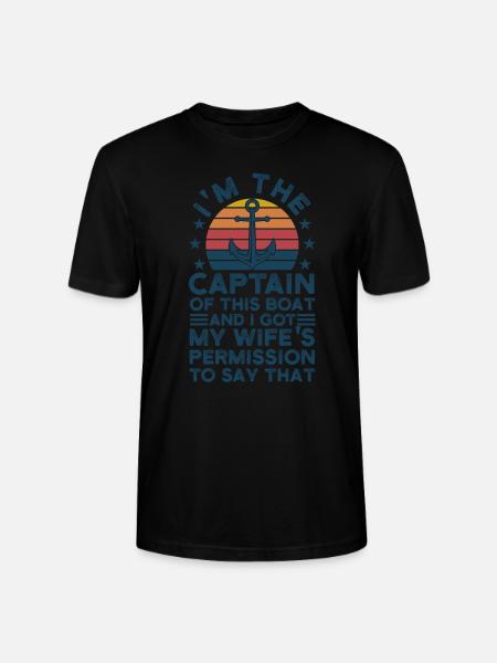 Captain Captains Boating Gift - Stanley/Stella CRAFTER Unisex Organic T-Shirt - black