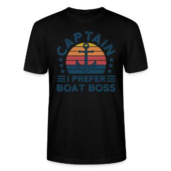 Kapitän Kapitäne Bootfahren Geschenk - Stanley/Stella Unisex Bio-T-Shirt CRAFTER - Schwarz - Vorne - Alina (178cm) & Michal (187cm)