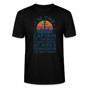 Kapitän Kapitäne Bootfahren Geschenk - Stanley/Stella Unisex Bio-T-Shirt CRAFTER - Schwarz - Vorne - Alina (178cm) & Michal (187cm)