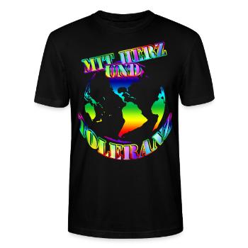 med hjerte og tolerance Verden - Stanley Stella CRAFTER unisex økologisk-T-shirt - sort - Foran - Alina (178cm) & Michal (187cm)
