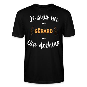 je suis un Gérard qui déchire - T-shirt bio CRAFTER Stanley Stella Unisexe - noir - Devant - Alina (178cm) & Michal (187cm)