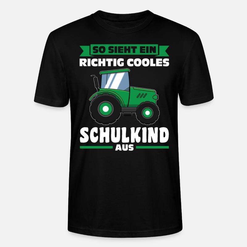 Schulkind Traktor Schulbeginn Geschenk - Stanley/Stella Unisex Bio-T-Shirt CRAFTER - Schwarz
