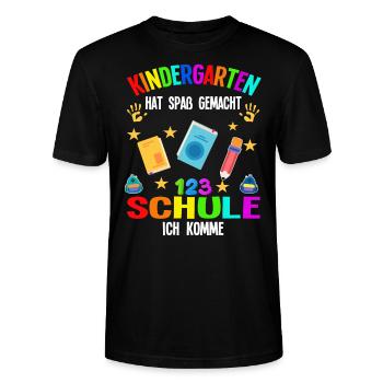 Kindergarten Kita-Abschluss Kindergarten-Abschluss - Stanley/Stella Unisex Bio-T-Shirt CRAFTER - Schwarz - Vorne - Alina (178cm) & Michal (187cm)